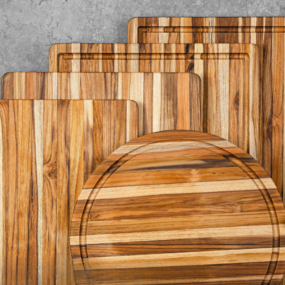 Round Teak Cutting Board Set - 15.75 Inch, Pack of 5 Pieces_6