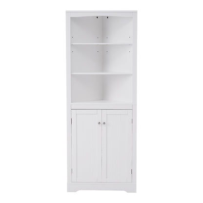White Corner Cabinet with Adjustable Shelves_0