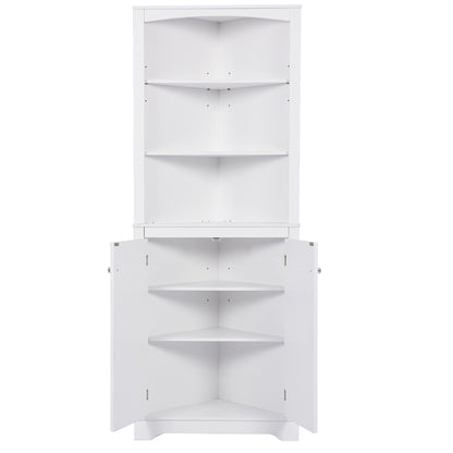 White Corner Cabinet with Adjustable Shelves_5