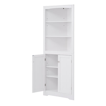 White Corner Cabinet with Adjustable Shelves_4