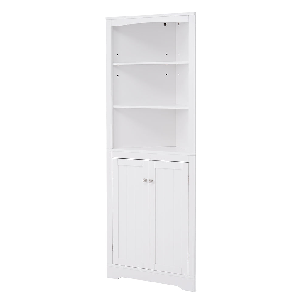 White Corner Cabinet with Adjustable Shelves_3