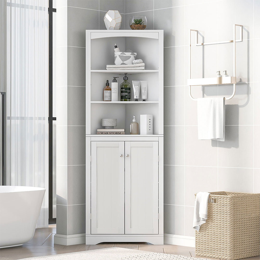 White Corner Cabinet with Adjustable Shelves_2