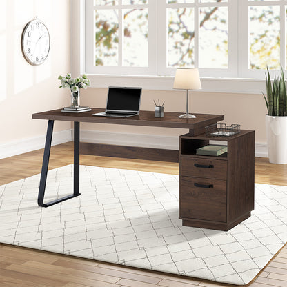65 Inch Home Office Desk with Drawers & Hanging File Storage_1
