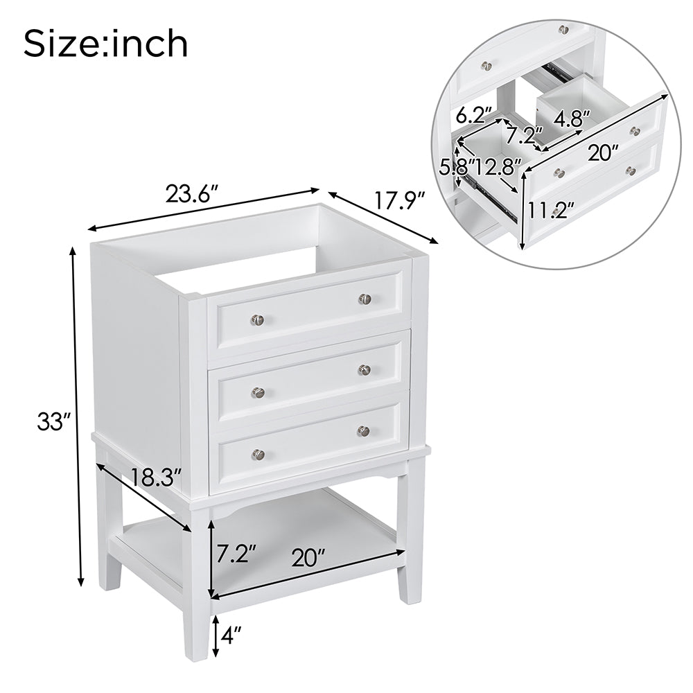 24 Inch Bathroom Vanity Base without Sink - White_7