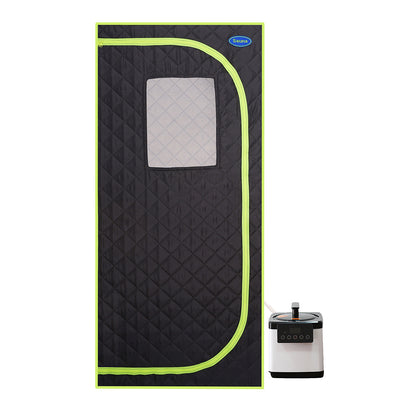 Portable Full Size Steam Sauna Tent - Black with Green Binding_9