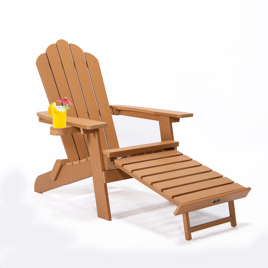 TALE Oversized Folding Adirondack Chair with Pullout Ottoman and Cup Holder_0