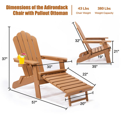 TALE Oversized Folding Adirondack Chair with Pullout Ottoman and Cup Holder_9