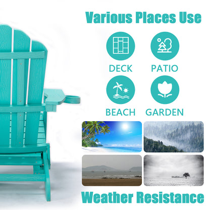 TALE Oversized Folding Adirondack Chair with Pullout Ottoman and Cup Holder - Green_7