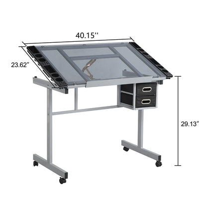 Adjustable Art Drawing Desk with Craft Station_8