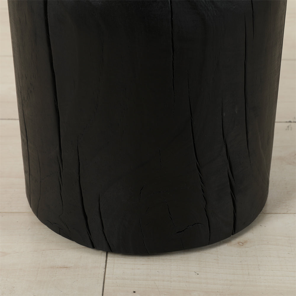 17.7 Inch High Solid Pine Wood Round Accent Table - Black_5