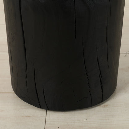 17.7 Inch High Solid Pine Wood Round Accent Table - Black_5