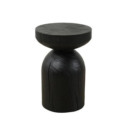 17.7 Inch High Solid Pine Wood Round Accent Table - Black_0