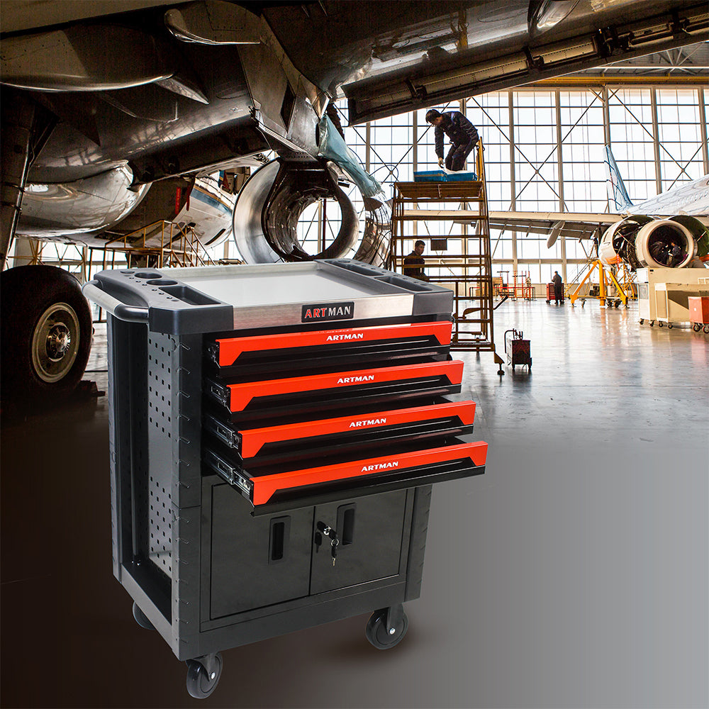 Removable 4-Drawers Tool Cart with Lock_3