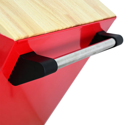 9-Drawer Tool Cart with Wheels & Wooden Top - Red_8