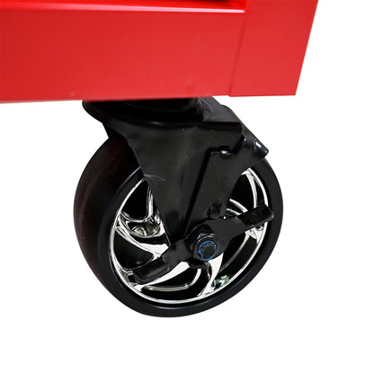 9-Drawer Tool Cart with Wheels & Wooden Top - Red_7