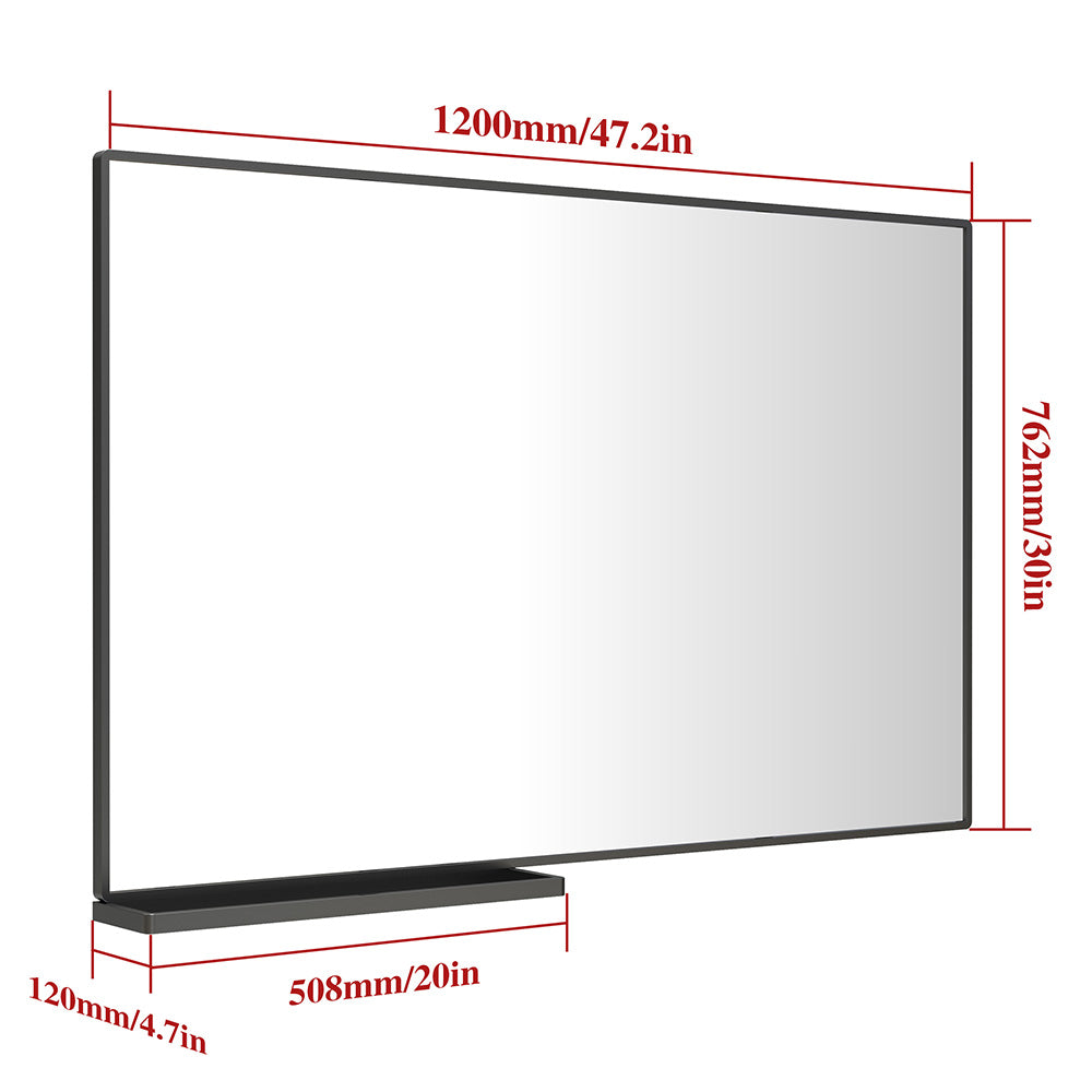 48x30 Inch Modern Bathroom Mirror with Storage Shelf_7