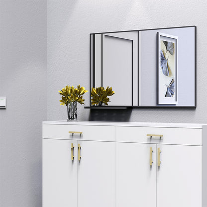 48x30 Inch Modern Bathroom Mirror with Storage Shelf_2