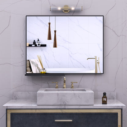 48x30 Inch Modern Bathroom Mirror with Storage Shelf_1