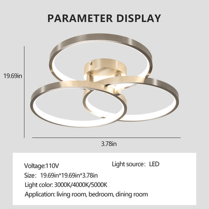 Contemporary Semi-Flush Ceiling Lamp with Three-Ring Design and Inner Illumination_3