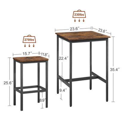 Industrial Bar Table Set with 2 Chairs_6