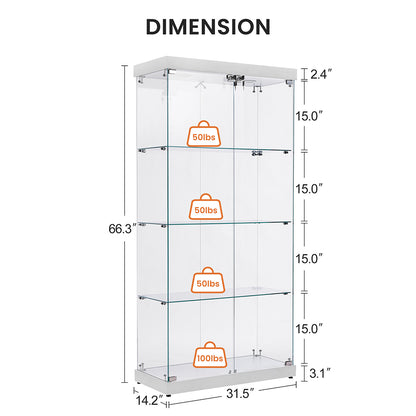 4-Tier Double Door Glass Display Cabinet_13