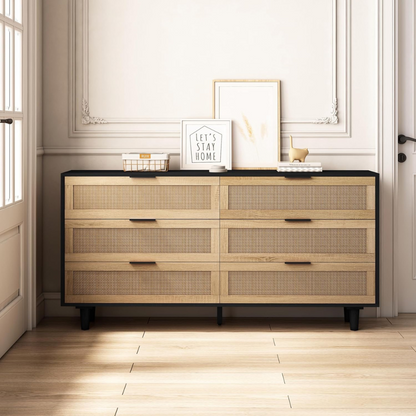 6-Drawer Rattan Dresser for Bedroom and Living Room_3
