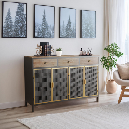 Modern Sideboard with 4 Doors and 3 Top Drawers_2