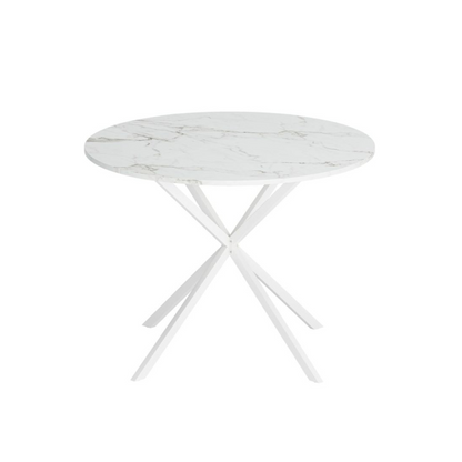 Modern White Marble Cross Leg Round Dining Table_4