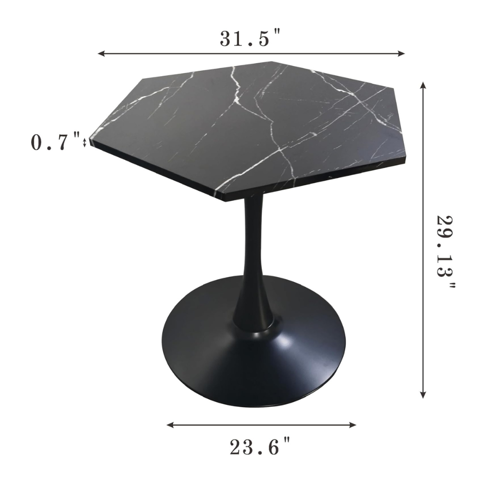Stylish Modern Octagonal Coffee Table with Black Printed Marble Top_4