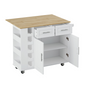 Multi-Functional Kitchen Island Cart with Cabinet, Drawers, Spice Rack, Towel Holder, Wine Rack, and Foldable Table Top_3