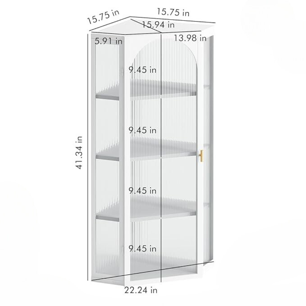 White Corner Wall Mounted Glass Door Cabinet_6