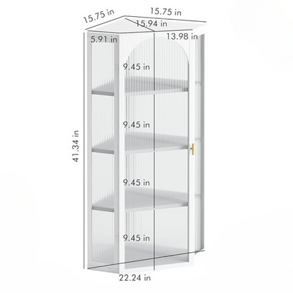 White Corner Wall Mounted Glass Door Cabinet_6