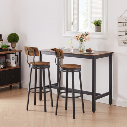 Industrial Style Swivel Bar Stool Set of 2 with Backrest_1