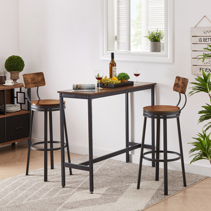 Industrial Style Swivel Bar Stool Set of 2 with Backrest_3