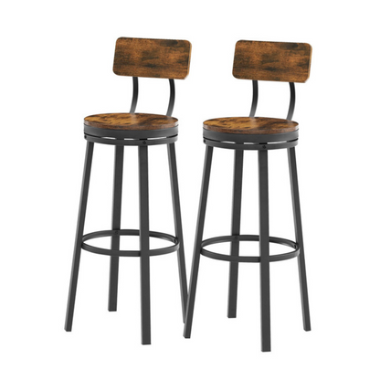 Industrial Style Swivel Bar Stool Set of 2 with Backrest_5