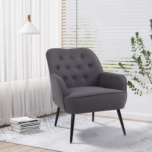 Modern Mid Century Linen Armchair_0