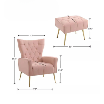 Stylish Pink Accent Chair with Ottoman_6
