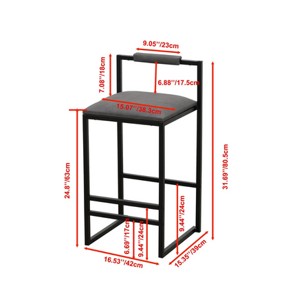 Set of 2 Modern Counter Height Barstools with Armless Design_5