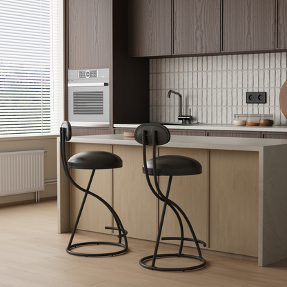 Set of 2 Stylish and Comfortable Black Counter Height Barstools_1
