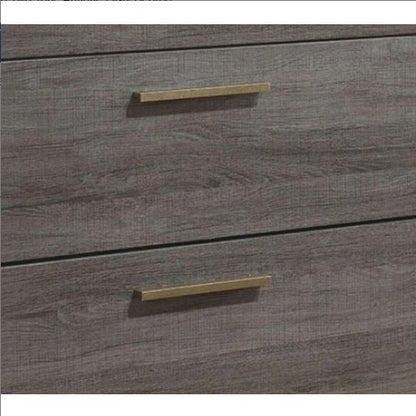 Contemporary 1pc Nightstand Two Tone Antique Gray Bedroom Furniture Nightstand Center Metal Glides Brass Bar Pulls