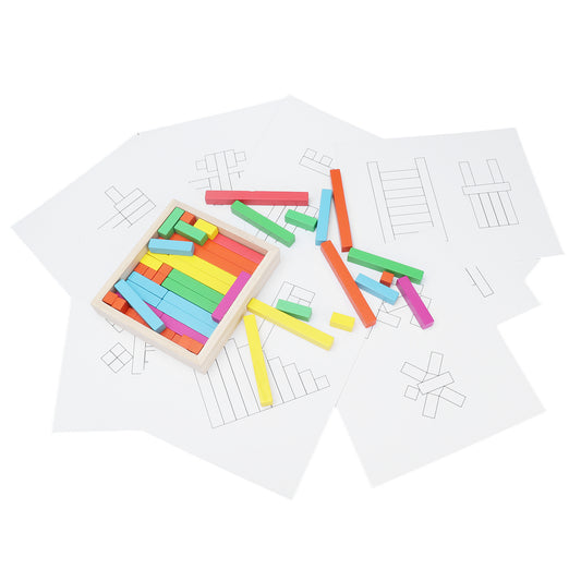 Wooden Counting Sticks Colorful Cuisenaire Rods Individual Kit for Children Counting Homeschool Supplies