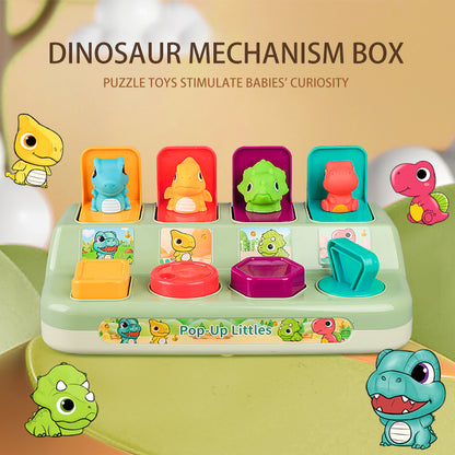Dinosaur Hide And Seek Mechanism Box, Puzzle Toy Pop Up Switch Button Pop Up Music