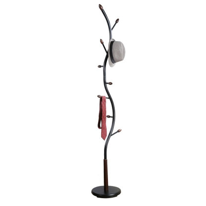 Arles Metal Black And Walnut Standing Coat Rack