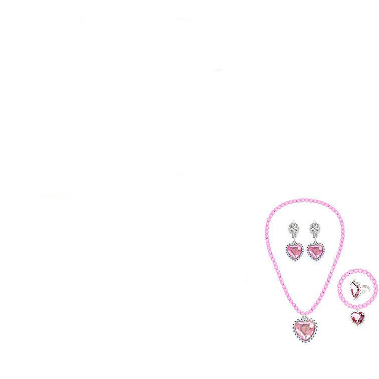 Girls beaded necklace bracelet ear clip ring five-piece set