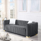 A Modern Channel Sofa Take On A Traditional Chesterfield,Black Color,3 Seater