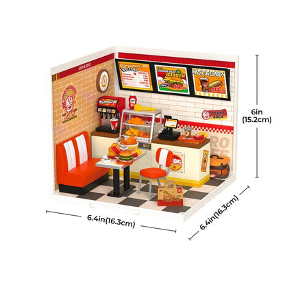 Rolife Yum Yum Burgers DIY Plastic Miniature House, Only Supports TK And Independent Website Platforms