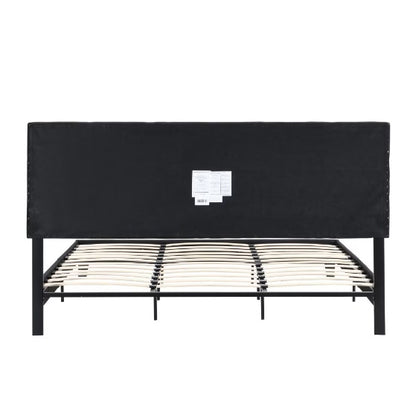 Upholstered Platform Bed Frame With Linen Headboard