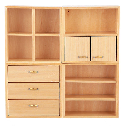 1:12 Mini Wood Cabinet Furniture Living Room Bedroom Cabinet Unit for Dollhouse(Burlywood)