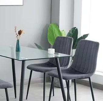 Kitchen Chair 4-piece Set With Upholstered Seat And Metal Legs