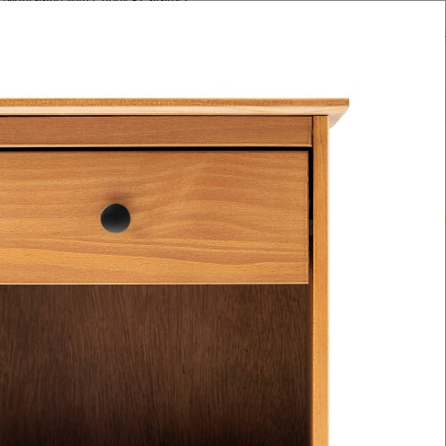 Classic 1-Drawer Solid Wood Nightstand With Cubby Caramel